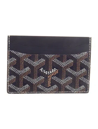 Pre-owned Goyard Ine Leather Card Holder W/ Tags In Blue