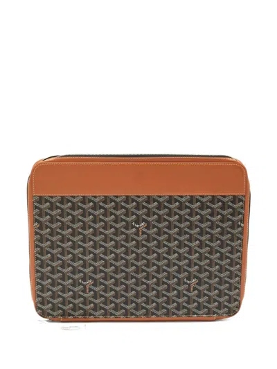 Pre-owned Goyard Ine Leather Document Case In Brown