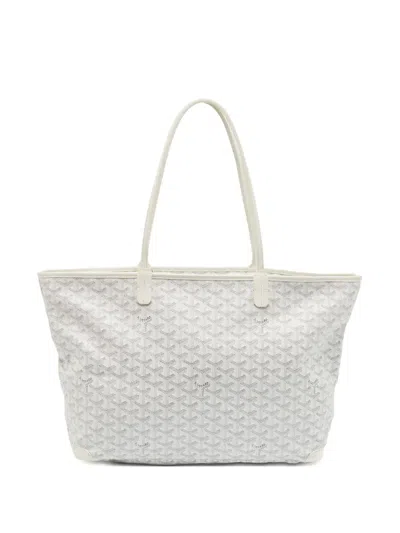 Pre-owned Goyard Ine Monogram Tote Bag In White