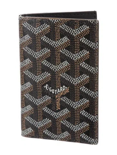 Pre-owned Goyard Ine Patent Leather Card Holder In Black