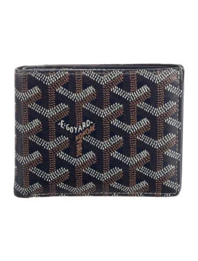 Pre-owned Goyard Ine Patterned Bifold Wallet In Blue