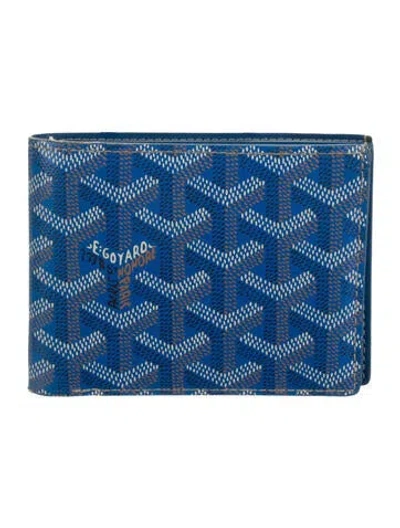 Pre-owned Goyard Ine Patterned Bifold Wallet In Blue