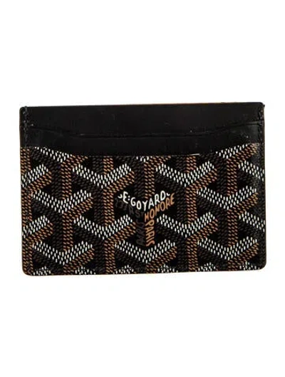Pre-owned Goyard Ine Patterned Card Holder In Black