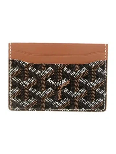 Pre-owned Goyard Ine Patterned Card Holder In Black