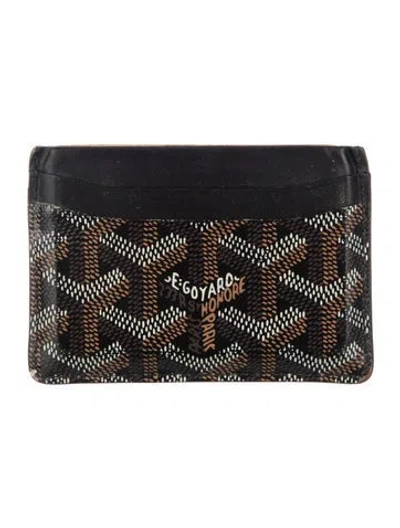 Pre-owned Goyard Ine Patterned Card Holder In Black