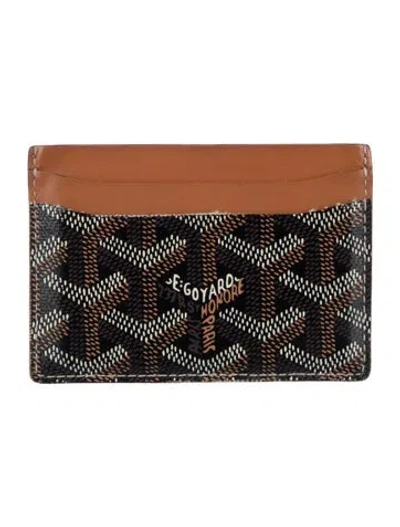 Pre-owned Goyard Ine Patterned Card Holder In Brown