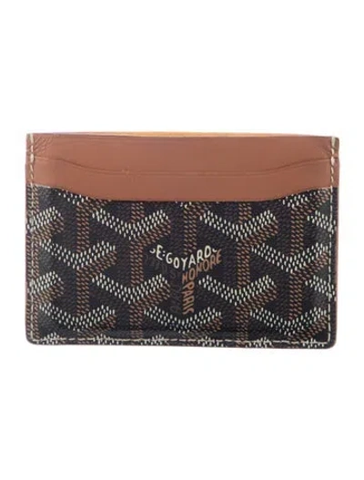 Pre-owned Goyard Ine Patterned Card Holder In Brown