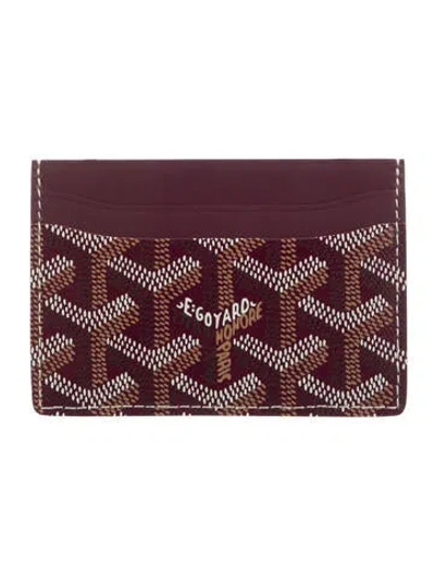 Pre-owned Goyard Ine Patterned Card Holder In Burgundy