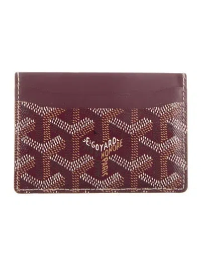 Pre-owned Goyard Ine Patterned Card Holder In Burgundy