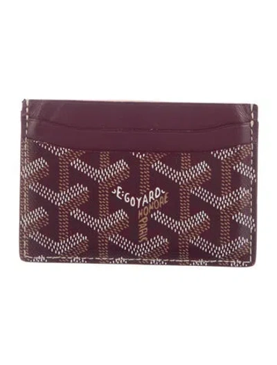 Pre-owned Goyard Ine Patterned Card Holder In Burgundy