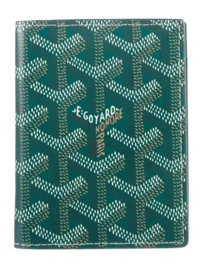Pre-owned Goyard Ine Patterned Card Holder In Green