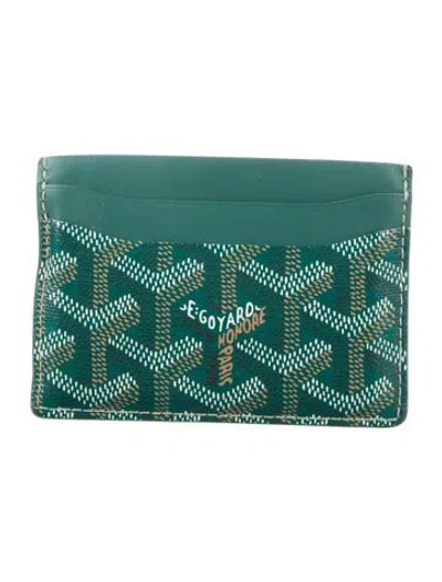 Pre-owned Goyard Ine Patterned Card Holder In Green