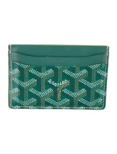 Pre-owned Goyard Ine Patterned Card Holder In Green