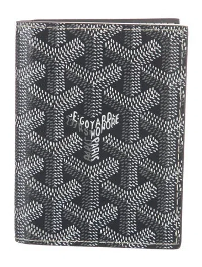 Pre-owned Goyard Ine Patterned Card Holder In Grey