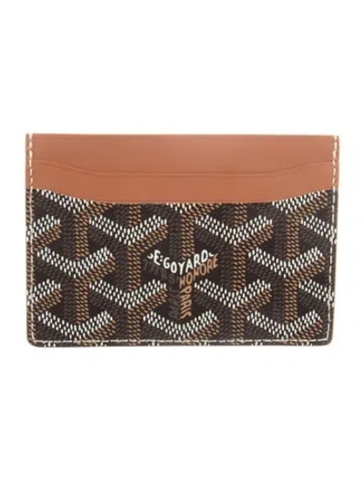 Pre-owned Goyard Ine Patterned Card Holder W/ Tags In Blue