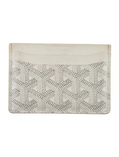 Pre-owned Goyard Ine Patterned Card Holder In White