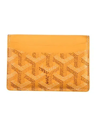 Pre-owned Goyard Ine Patterned Card Holder In Yellow