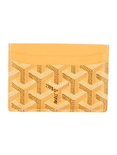 Pre-owned Goyard Ine Patterned Card Holder In Yellow