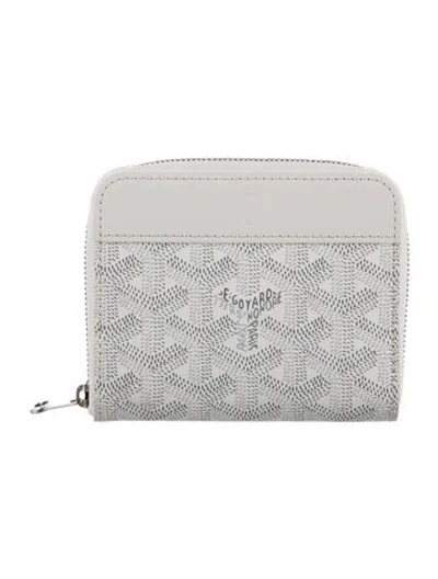 Pre-owned Goyard Ine Patterned Coin Pouch In White