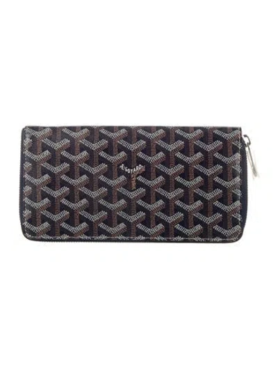 Pre-owned Goyard Ine Patterned Continental Wallet In Blue