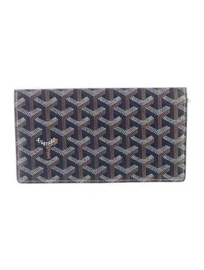 Pre-owned Goyard Ine Patterned Continental Wallet In Blue