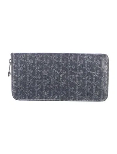 Pre-owned Goyard Ine Patterned Continental Wallet In Grey