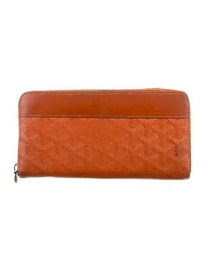 Pre-owned Goyard Ine Patterned Continental Wallet In Orange