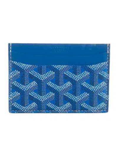 Pre-owned Goyard Ine Printed Card Holder In Blue