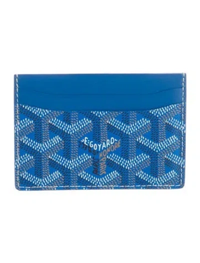 Pre-owned Goyard Ine Printed Card Holder In Blue