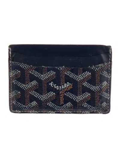 Pre-owned Goyard Ine Printed Card Holder In Blue