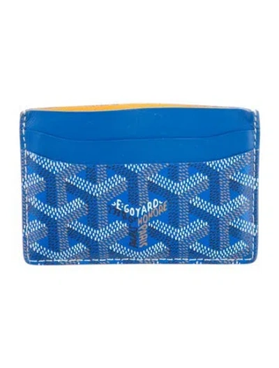 Pre-owned Goyard Ine Printed Card Holder In Blue