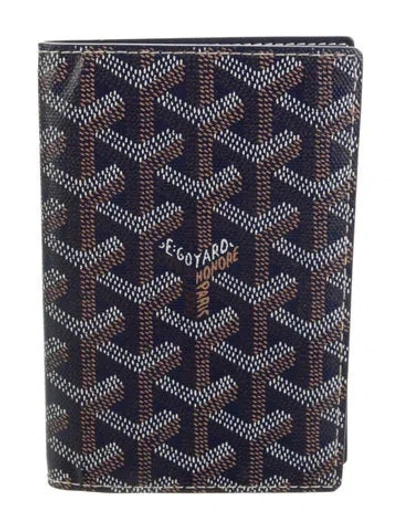 Pre-owned Goyard Ine Printed Card Holder In Blue