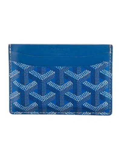 Pre-owned Goyard Ine Printed Card Holder In Blue