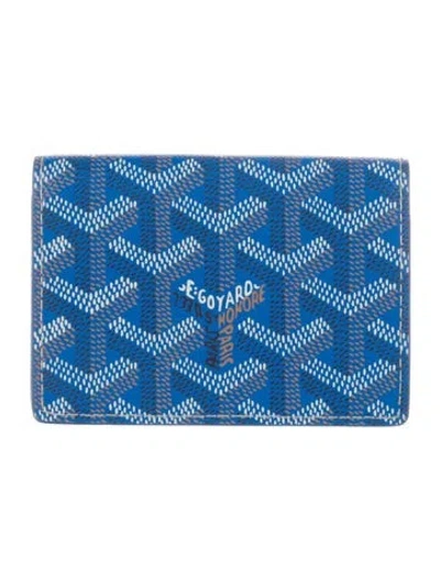 Pre-owned Goyard Ine Printed Card Holder In Blue