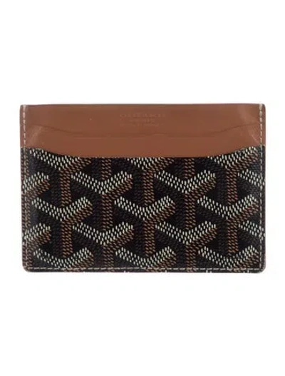 Pre-owned Goyard Ine Printed Card Holder In Brown