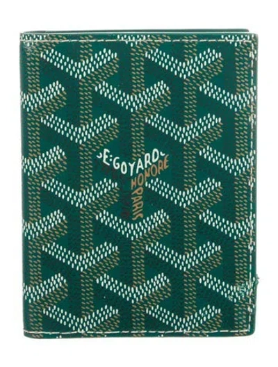Pre-owned Goyard Ine Printed Card Holder In Green