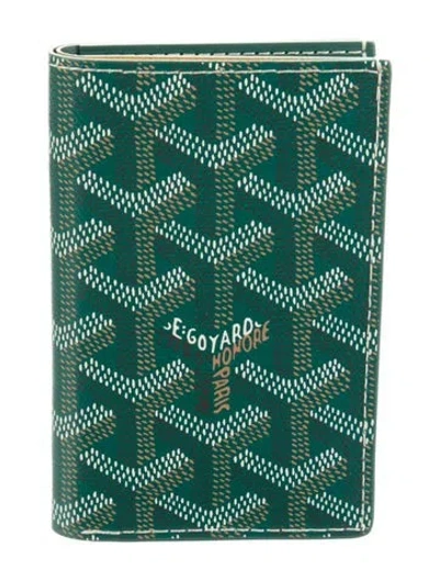 Pre-owned Goyard Ine Printed Card Holder In Green