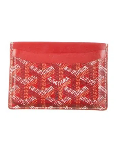 Pre-owned Goyard Ine Printed Card Holder In Red