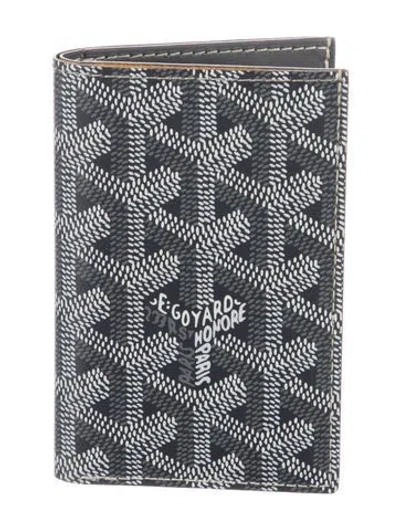 Pre-owned Goyard Ine Printed Card Holder W/ Tags In Gray