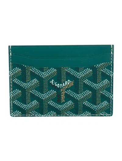 Pre-owned Goyard Ine Printed Card Holder W/ Tags In Green