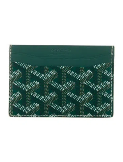 Pre-owned Goyard Ine Printed Card Holder W/ Tags In Green