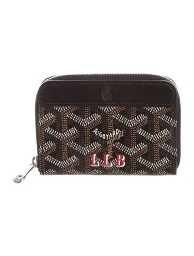 Pre-owned Goyard Ine Printed Compact Wallet In Black
