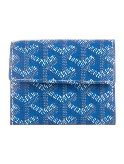 Pre-owned Goyard Ine Printed Compact Wallet In Blue