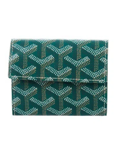 Pre-owned Goyard Ine Printed Compact Wallet In Green