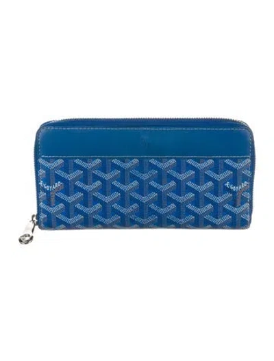 Pre-owned Goyard Ine Printed Wallet In Blue