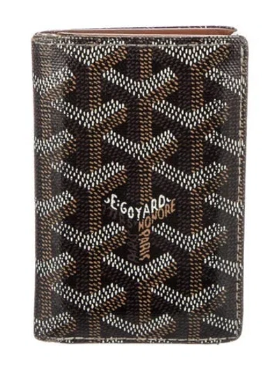 Pre-owned Goyard Ine Saint Pierre Printed Card Holder In Black