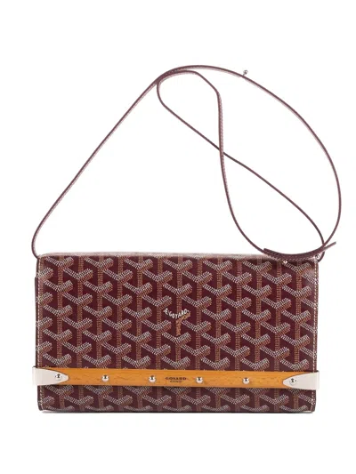 Pre-owned Goyard Ine Wood-trim Crossbody Bag In Brown