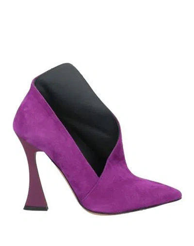 Gp Woman Ankle Boots Mauve Size 8 Leather In Purple