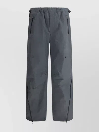 Gr10k Adjustable Wide-leg Zipper Trousers Drawstring In Grey