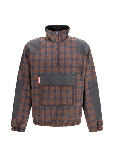 Gr10k Check-pattern Half-zip Sweatshirt In Multi